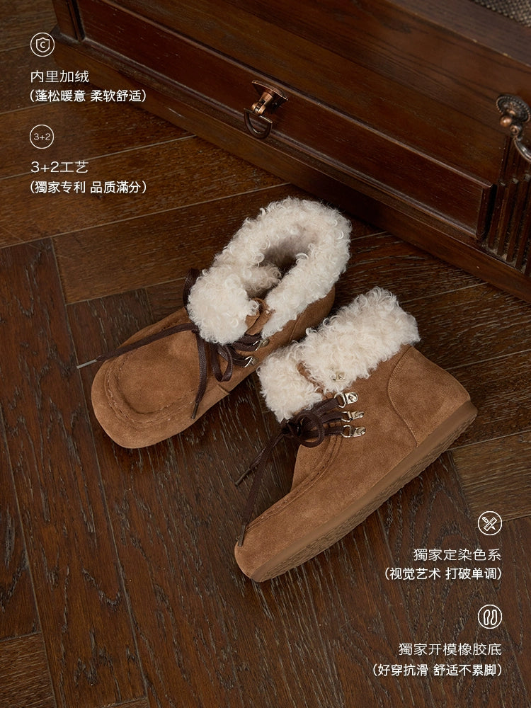 Milooey Flat-bottomed Thermal Velvet Snow Boots