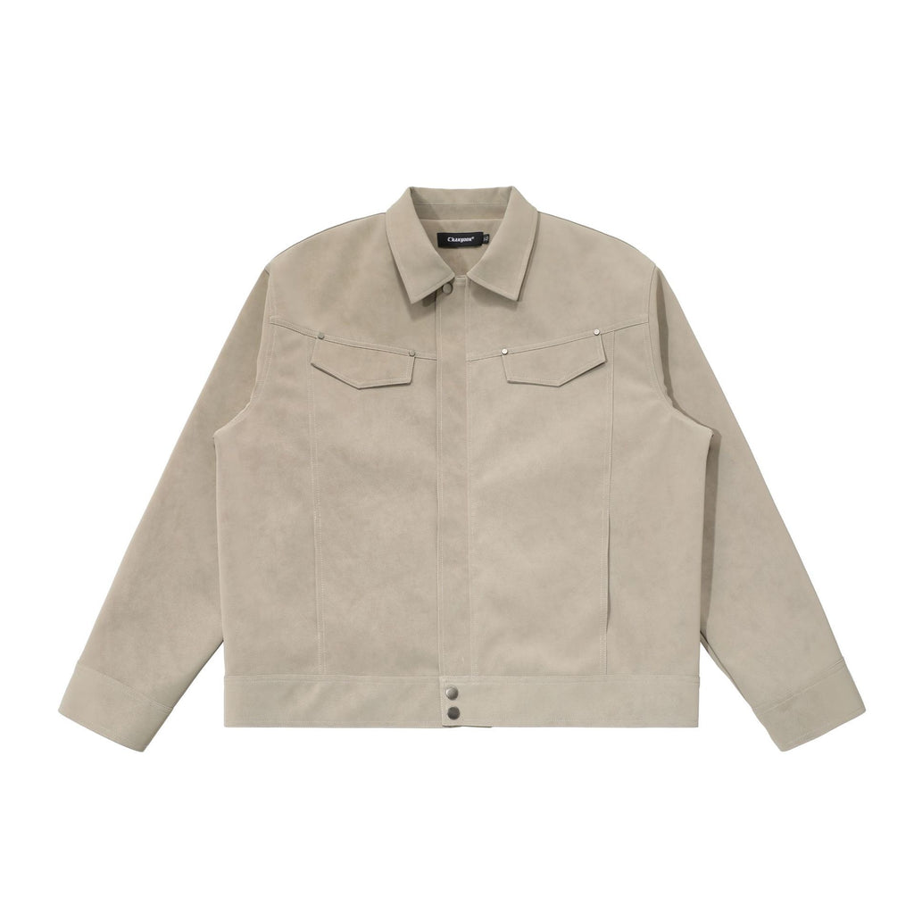 CHANYOOU Vintage Deconstructed Suede Lapel Jacket