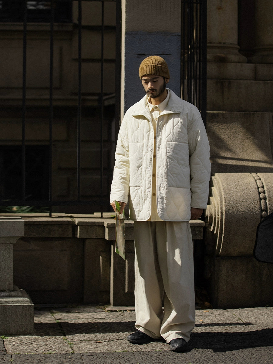 NOEARS Stand Neck Side Split Oversized Cotton Clothes