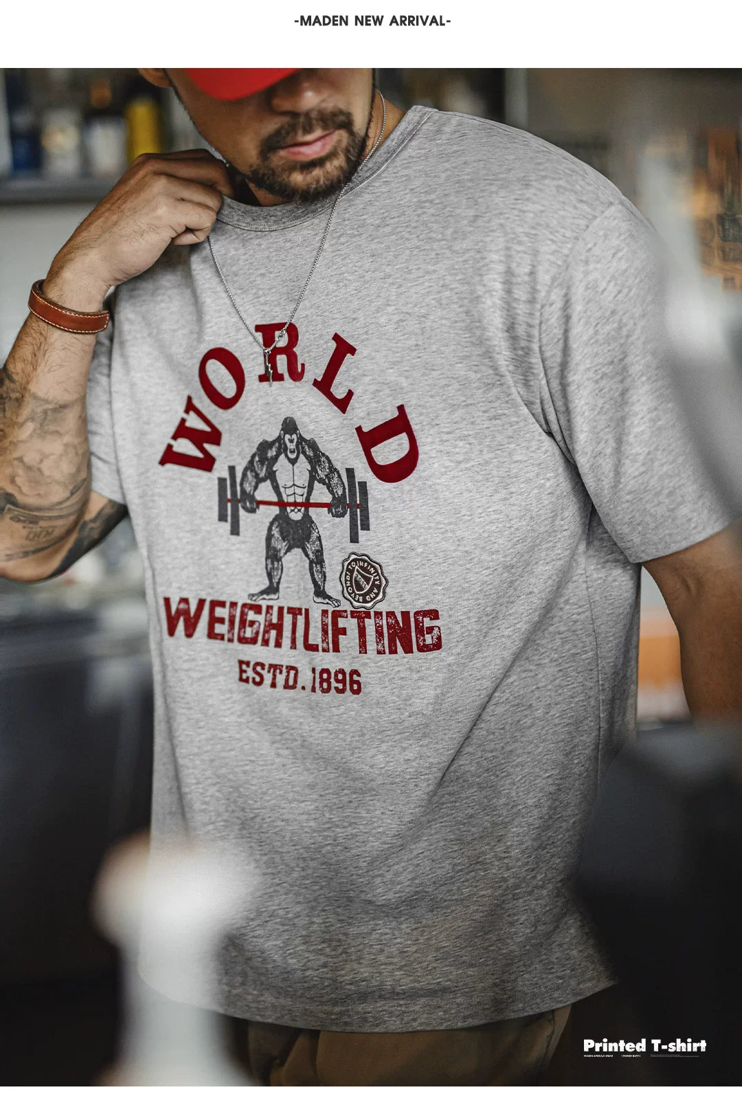 Maden Vintage Flocking Print Casual Tee