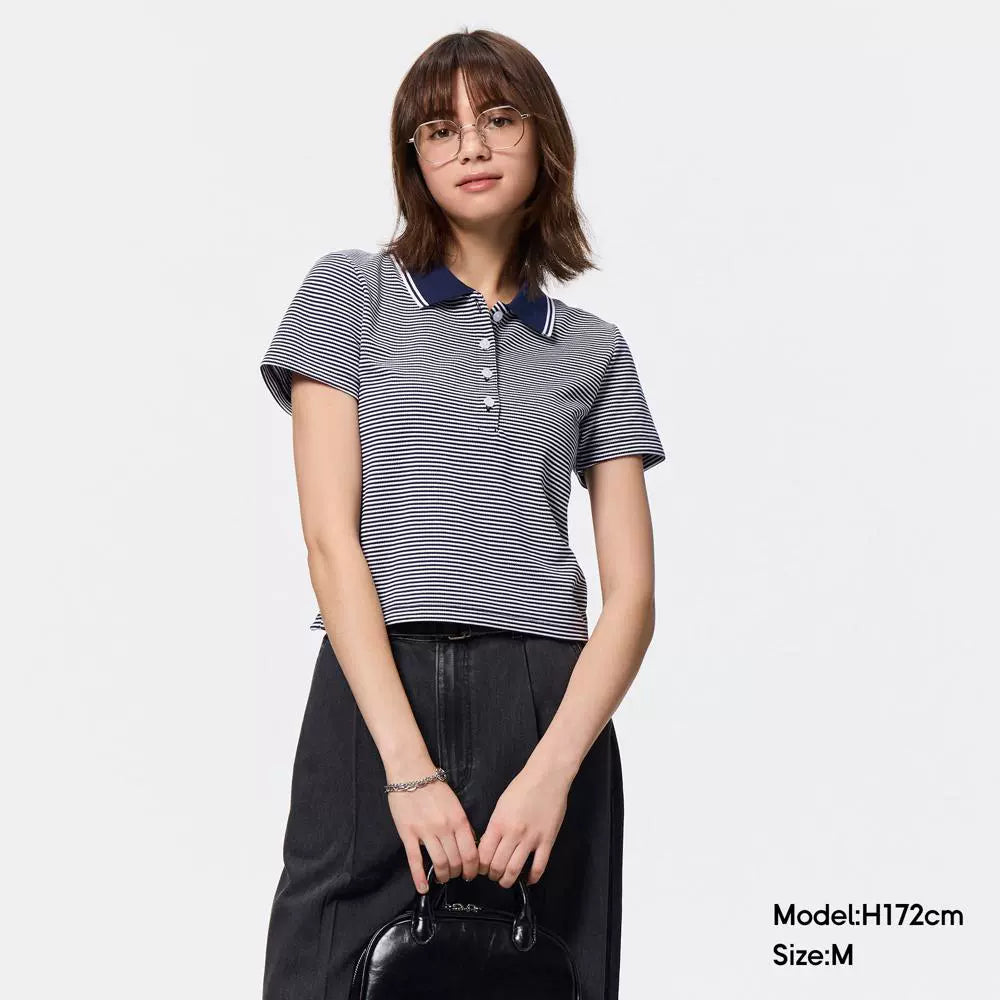 GU Striped POLO Shirt Slim-fit Short