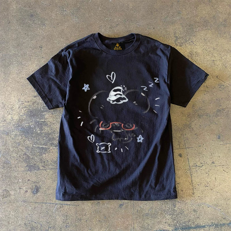 UPUPXIA  Simple Round Neck Casual Tee
