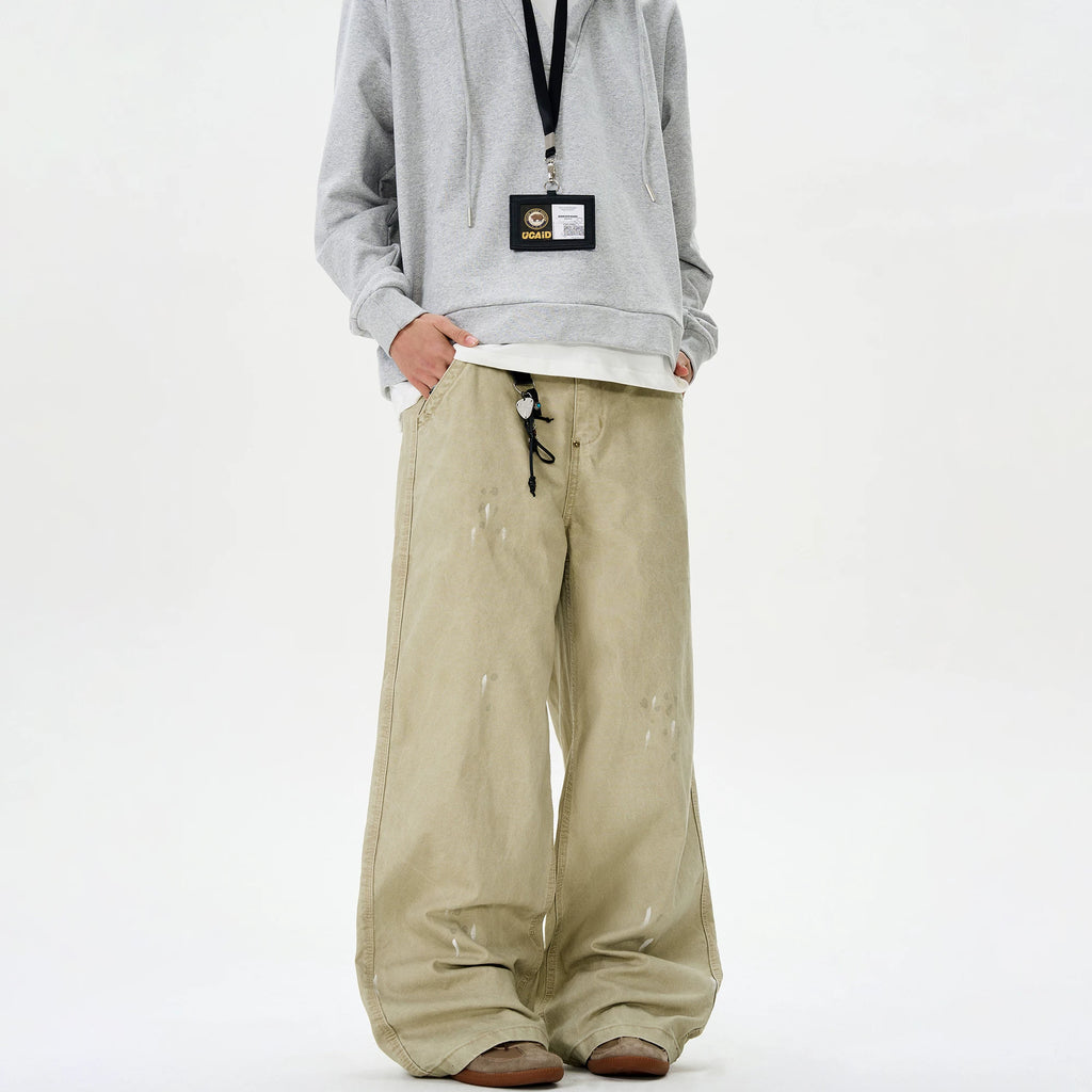 TRUQUEST Retro Ink Splashing Men's Loose Straight Casual Pants