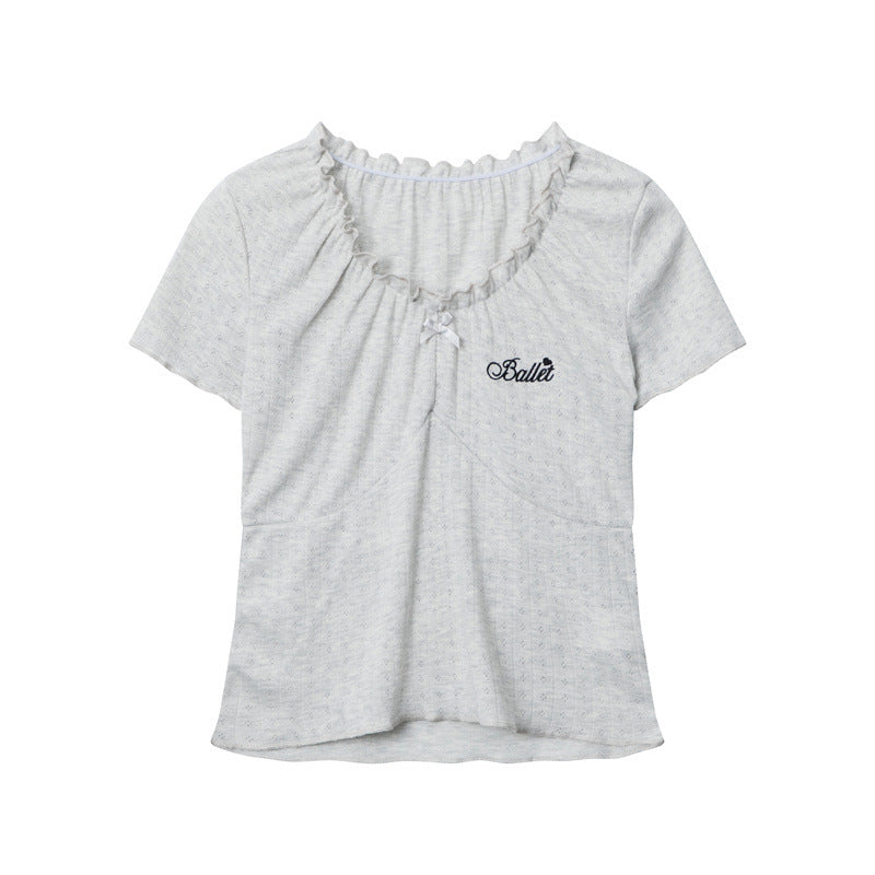 Nariele Ballet Design Sense V-neck Collarbone Tee