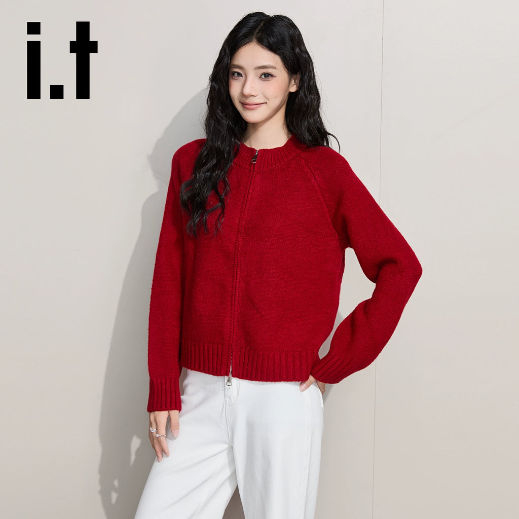 IT: CHOCOOLATE Double Zipper Knitted Cardigan