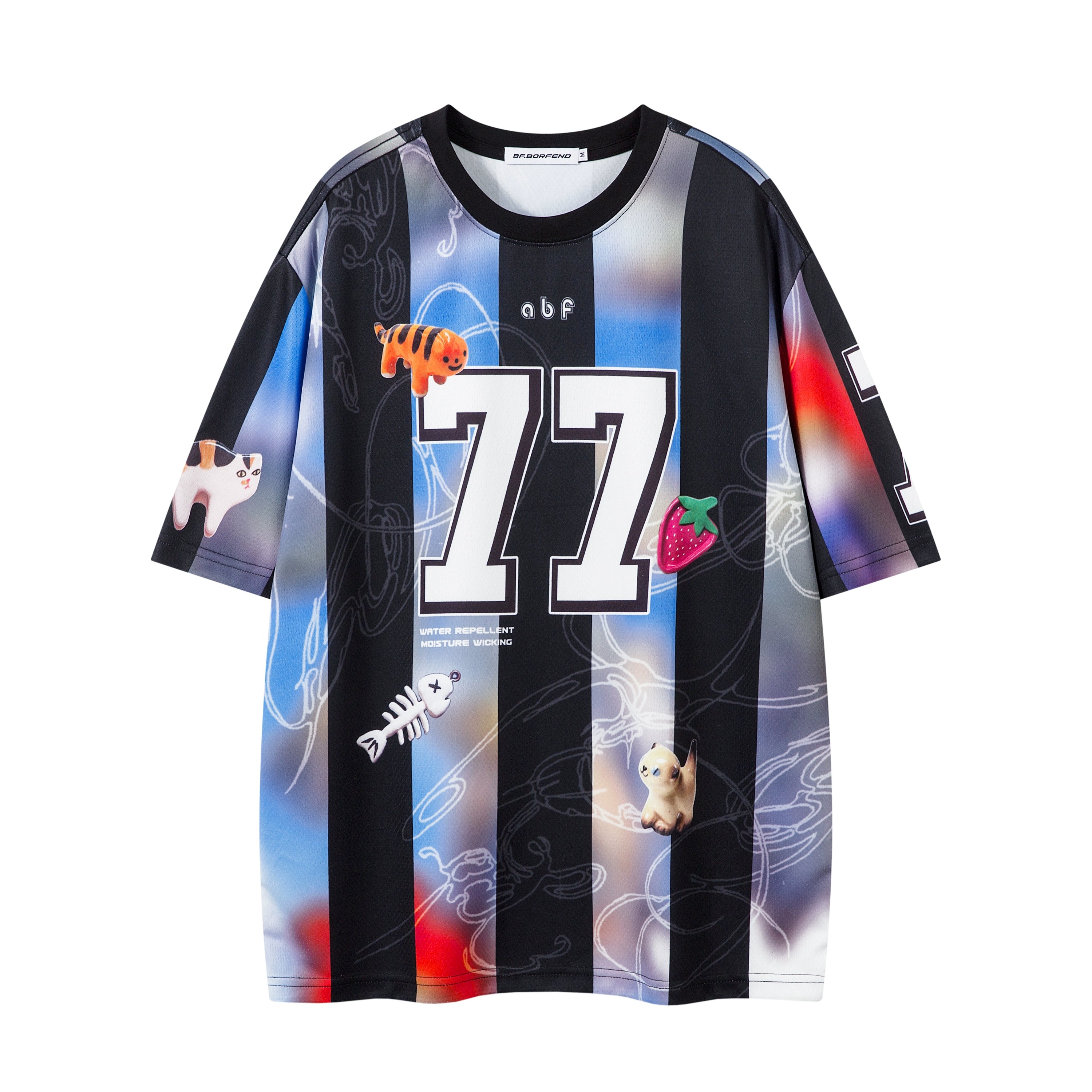 BeOurRule Vintage Direct Injection Printing Stripe Sports Tee