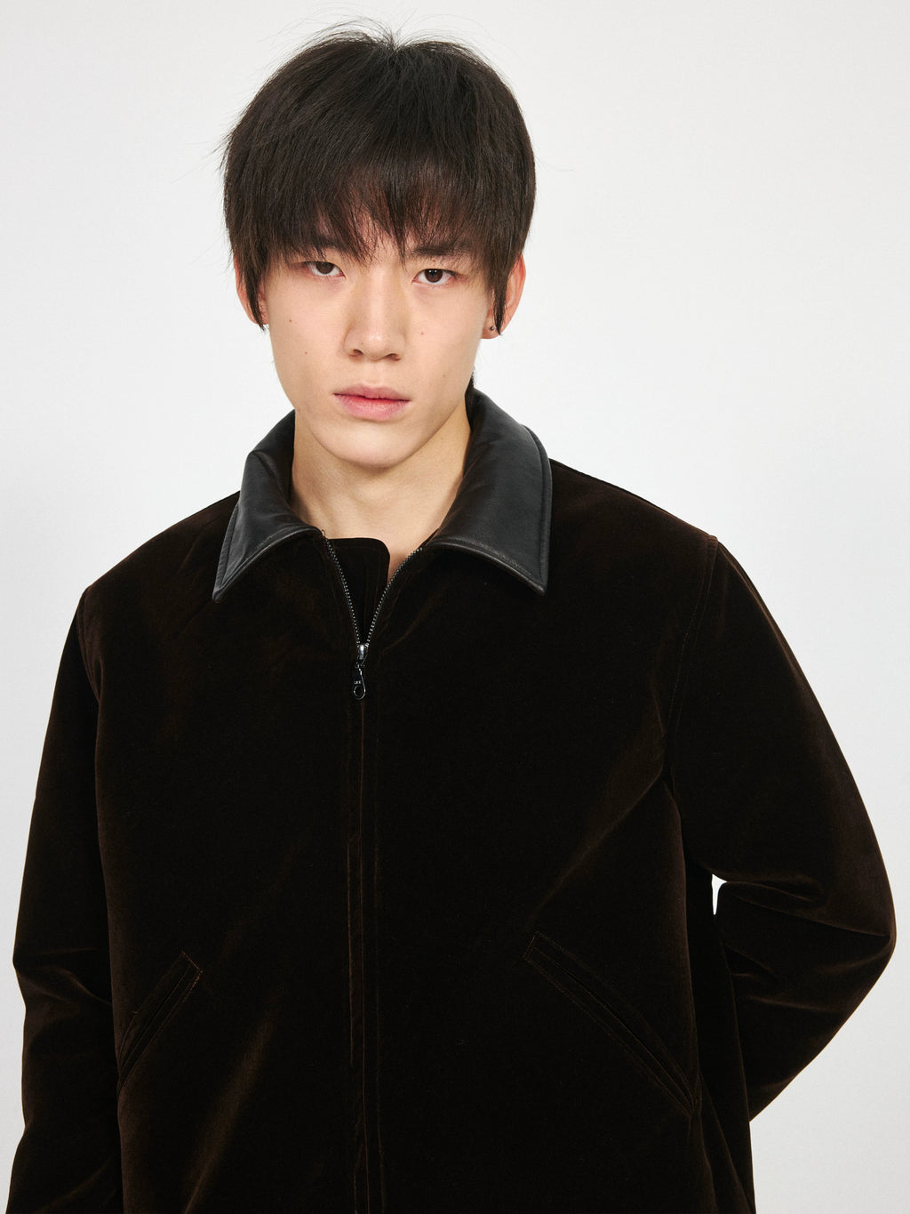 Stay The Night Velvet Leather Collar Shoulder Jacket