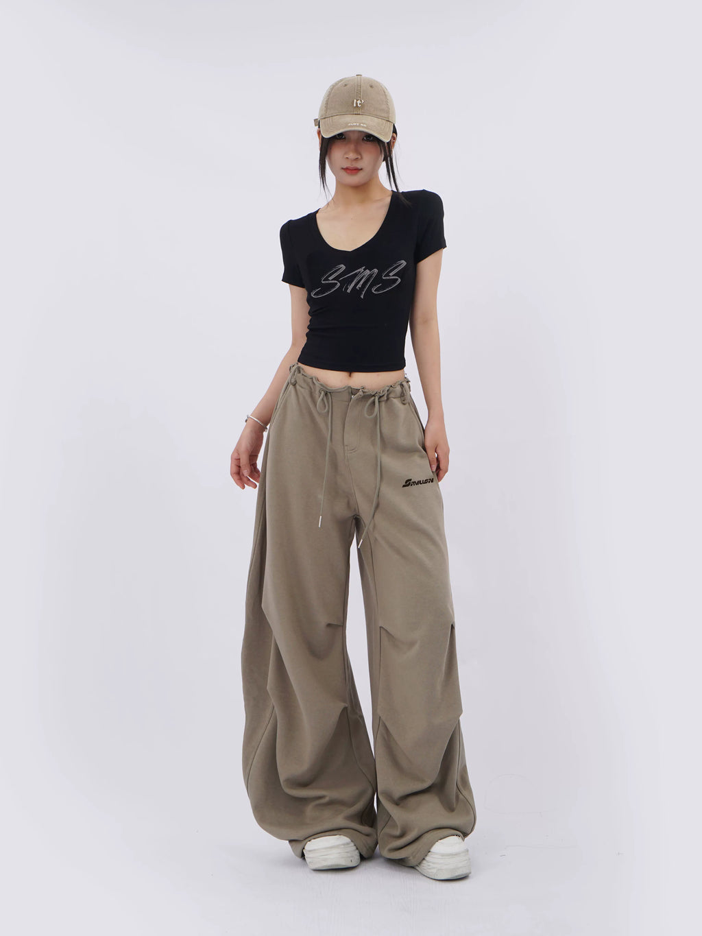 SAMUSAN Pleated Waist Tooling Sweatpants