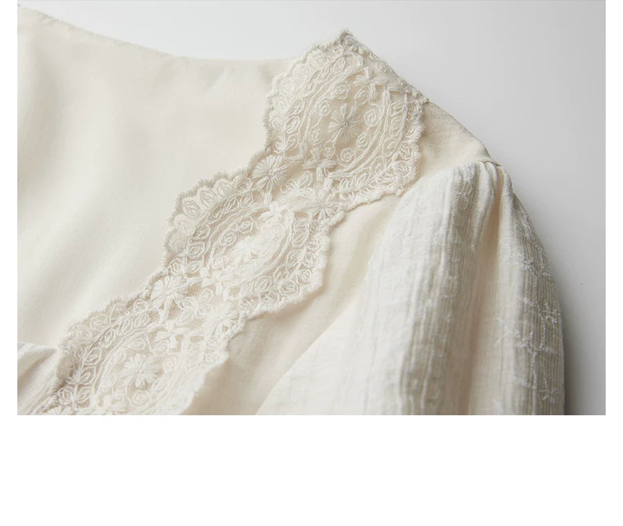 INDULG Lace Waist Square Neck Dress