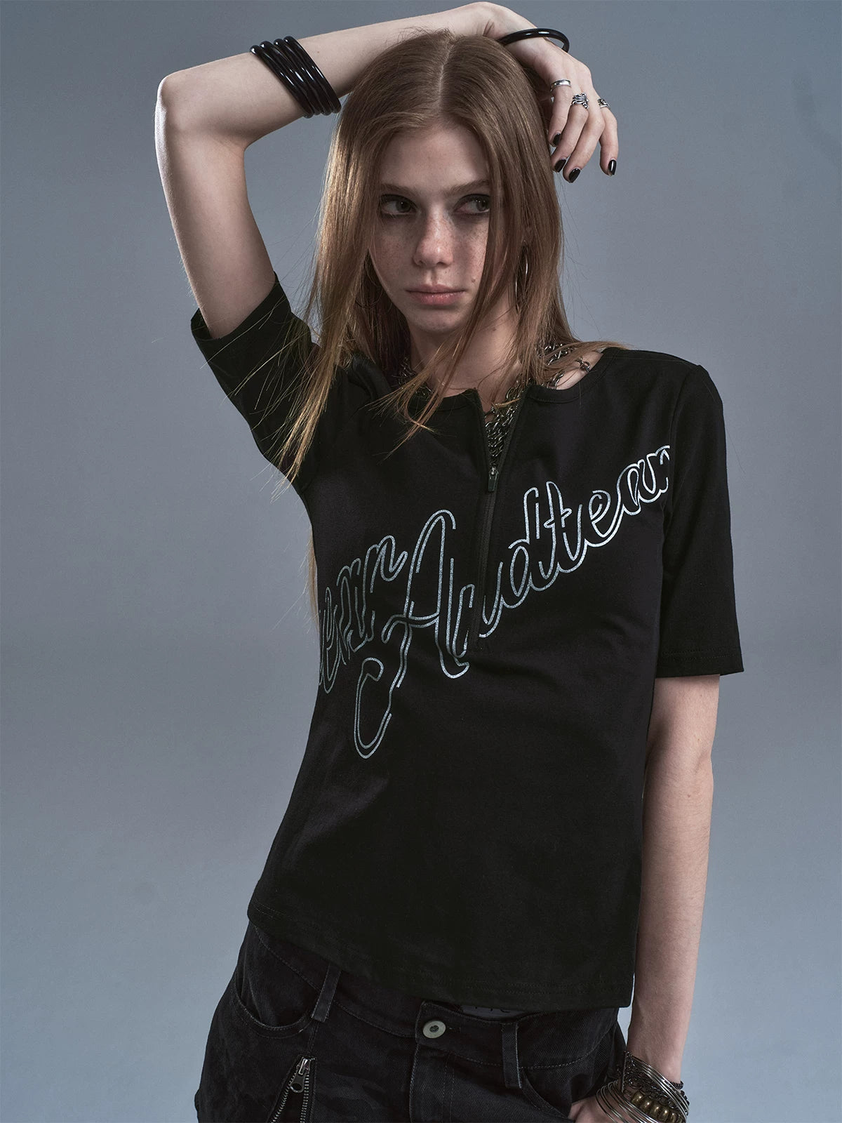 WearAndtear Letter Print Slim Casual Tee