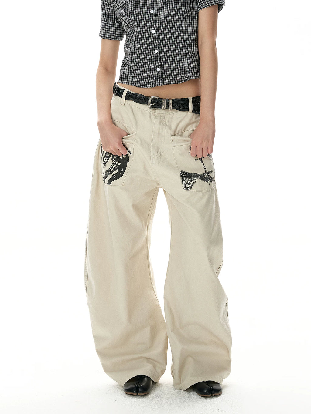 A PUEE Vintage Wide Leg Loose Straight Pants
