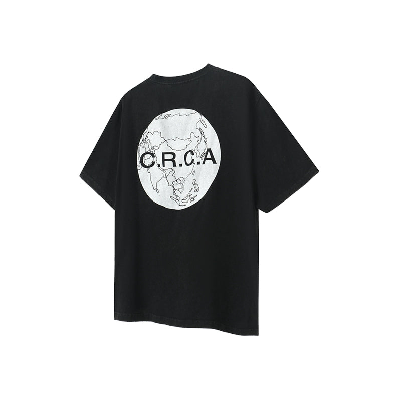 CRICLE CAGE Earth Map Loose Round Neck Tee