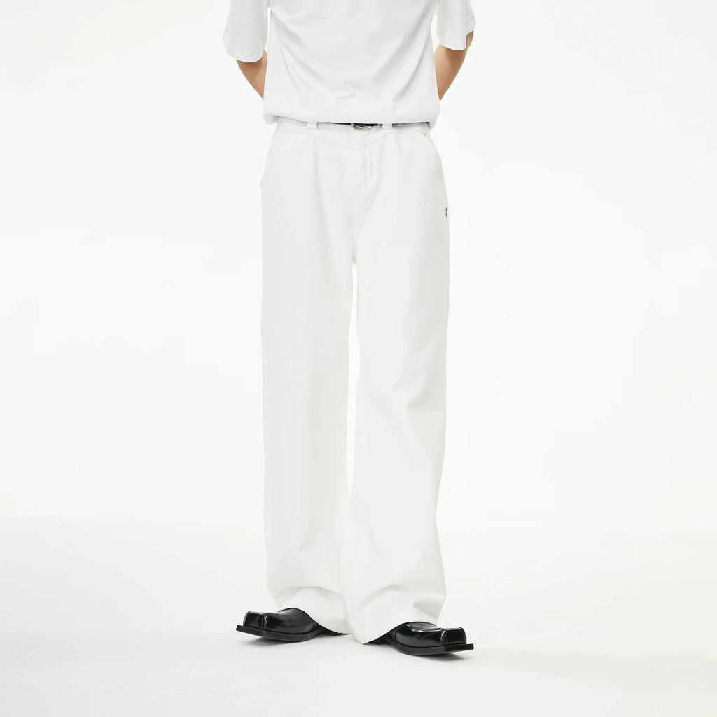FUNKYFUN V-Seam High-Waist Straight-Leg Jeans