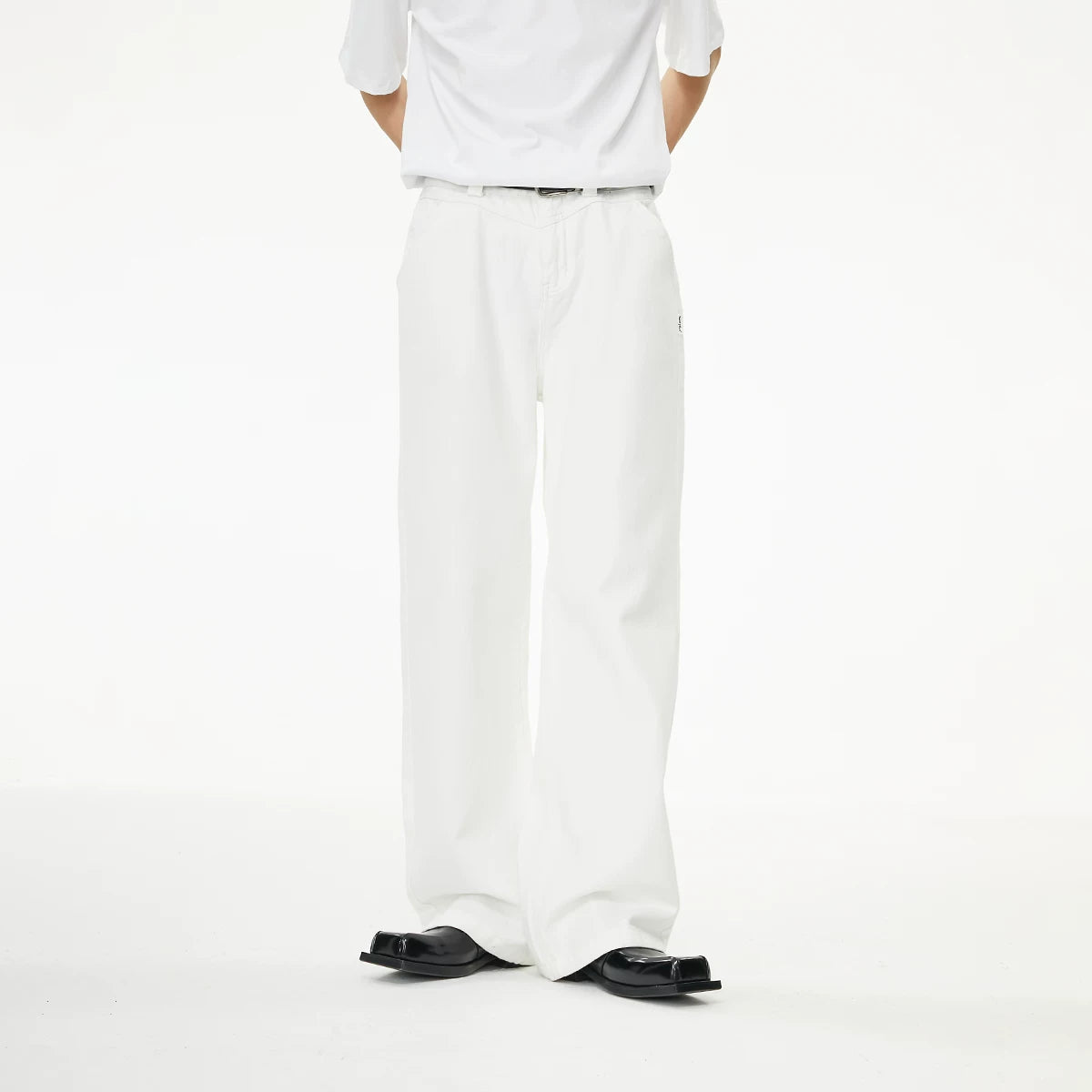FUNKYFUN V-Seam High-Waist Straight-Leg Jeans