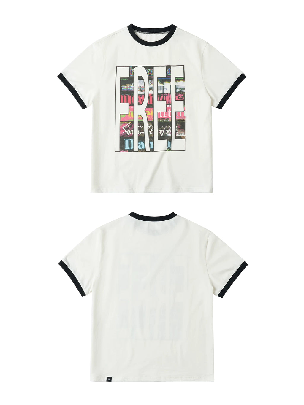 SAXGENWON Contrast Splicing Front Shoulder Tee