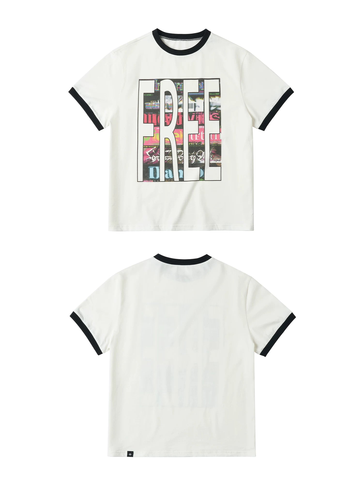 SAXGENWON Contrast Splicing Front Shoulder Tee
