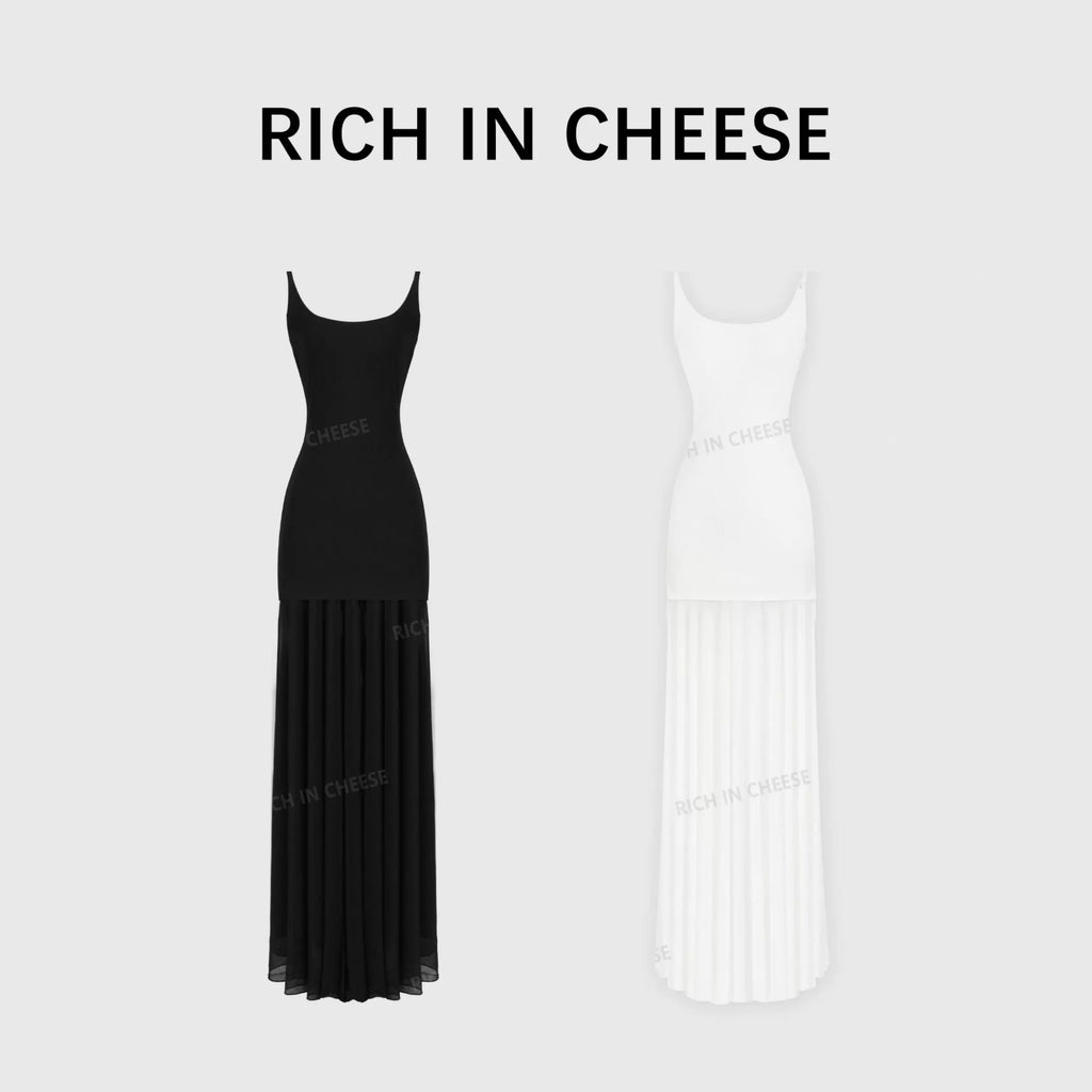 RICH IN CHEESE Stitched Fishtail Mesh Waist Dress
