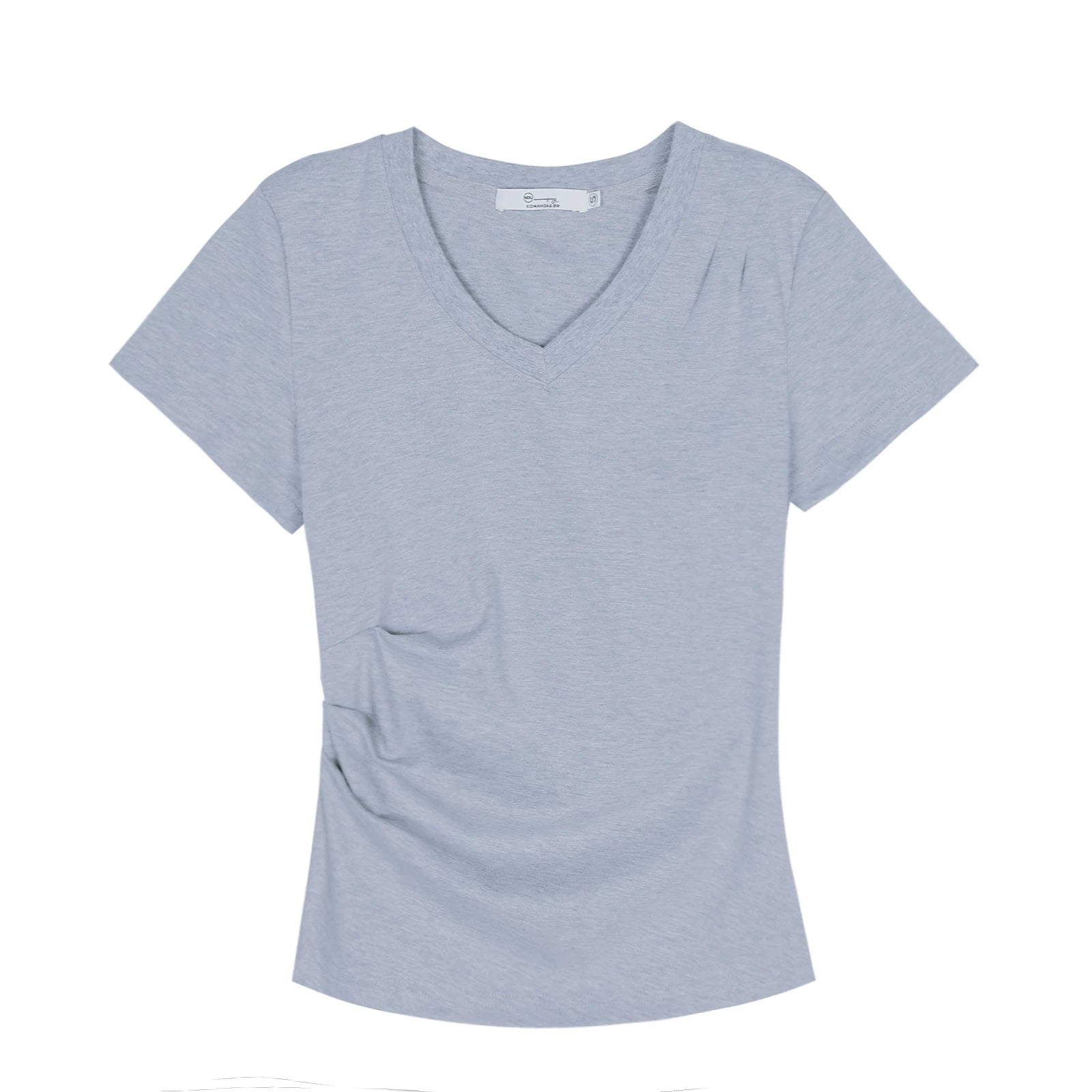 XUJING Pleated Front Shoulder Slim and Thin Tee