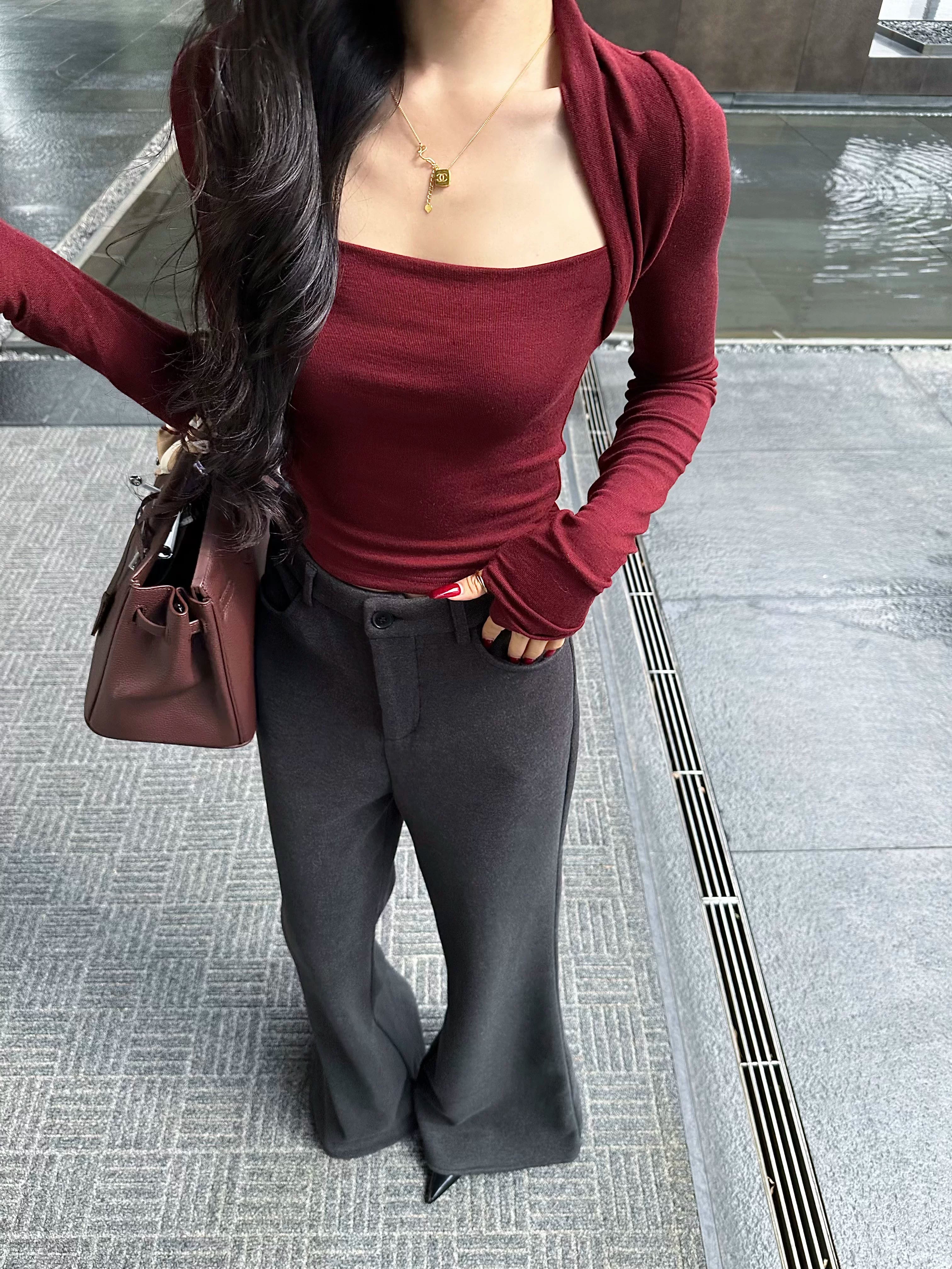CHUYUQI Fleece Slim-fitting High-waisted Slim-fitting Casual Pants