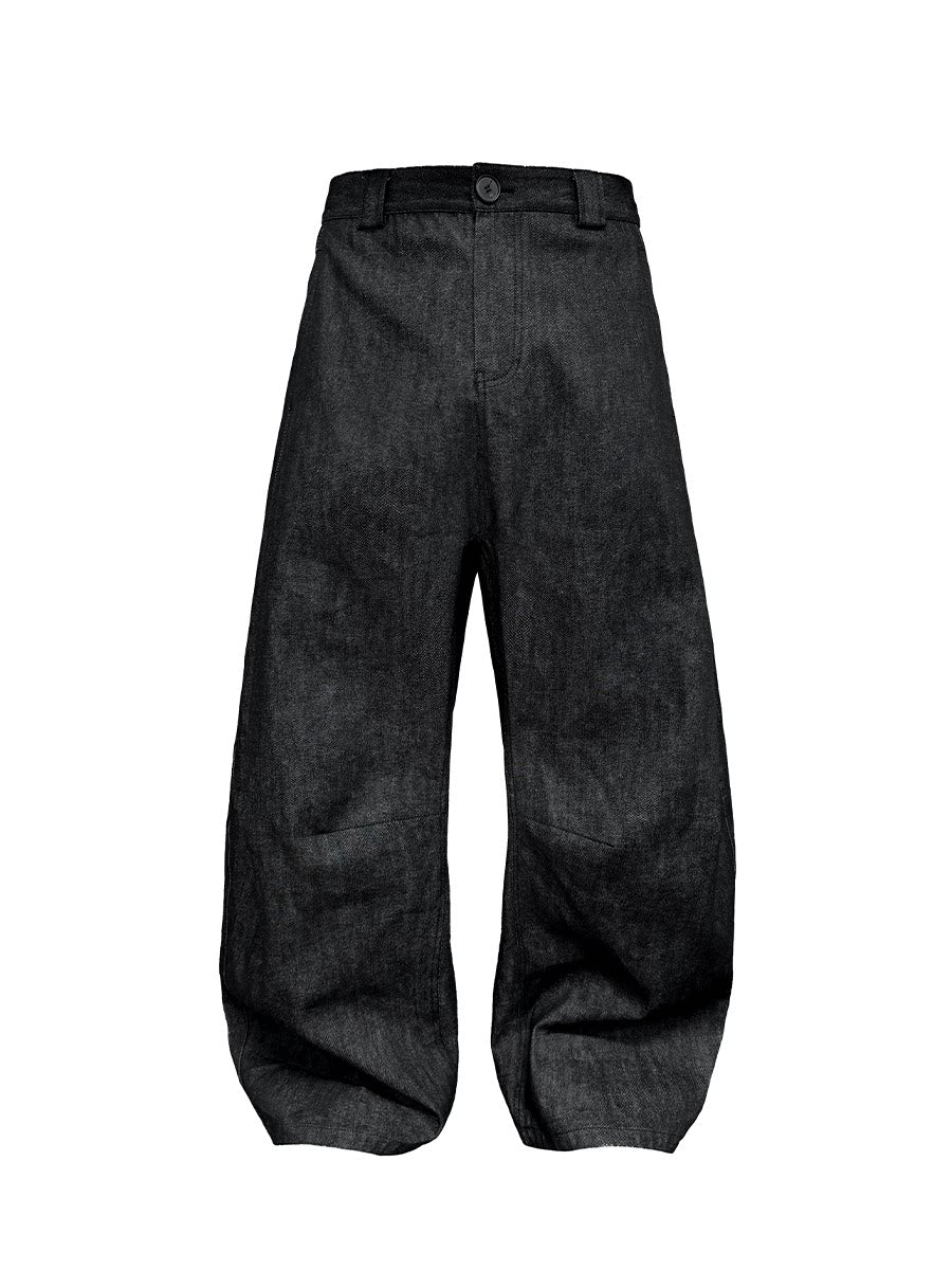JCAESAR Pleated Double-sided Wide-leg Jeans