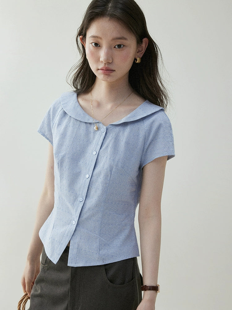 VOOE Irregular Doll Collar Short Shirt