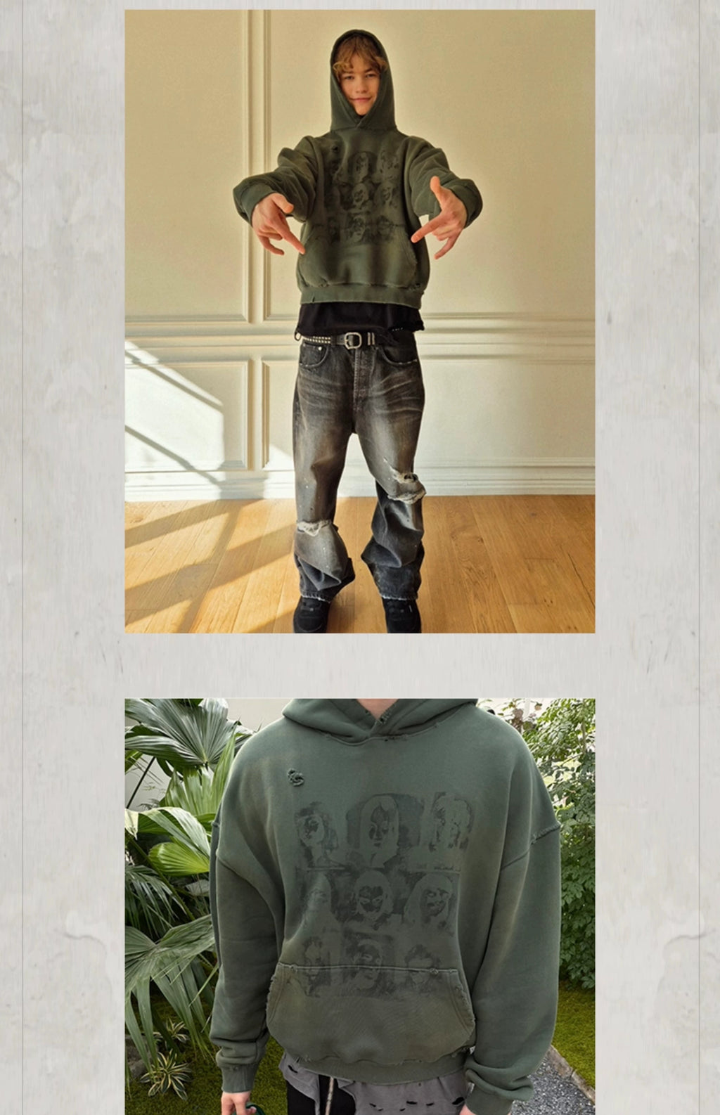 KONOOT Do Old Portrait Print Hooded Sweater