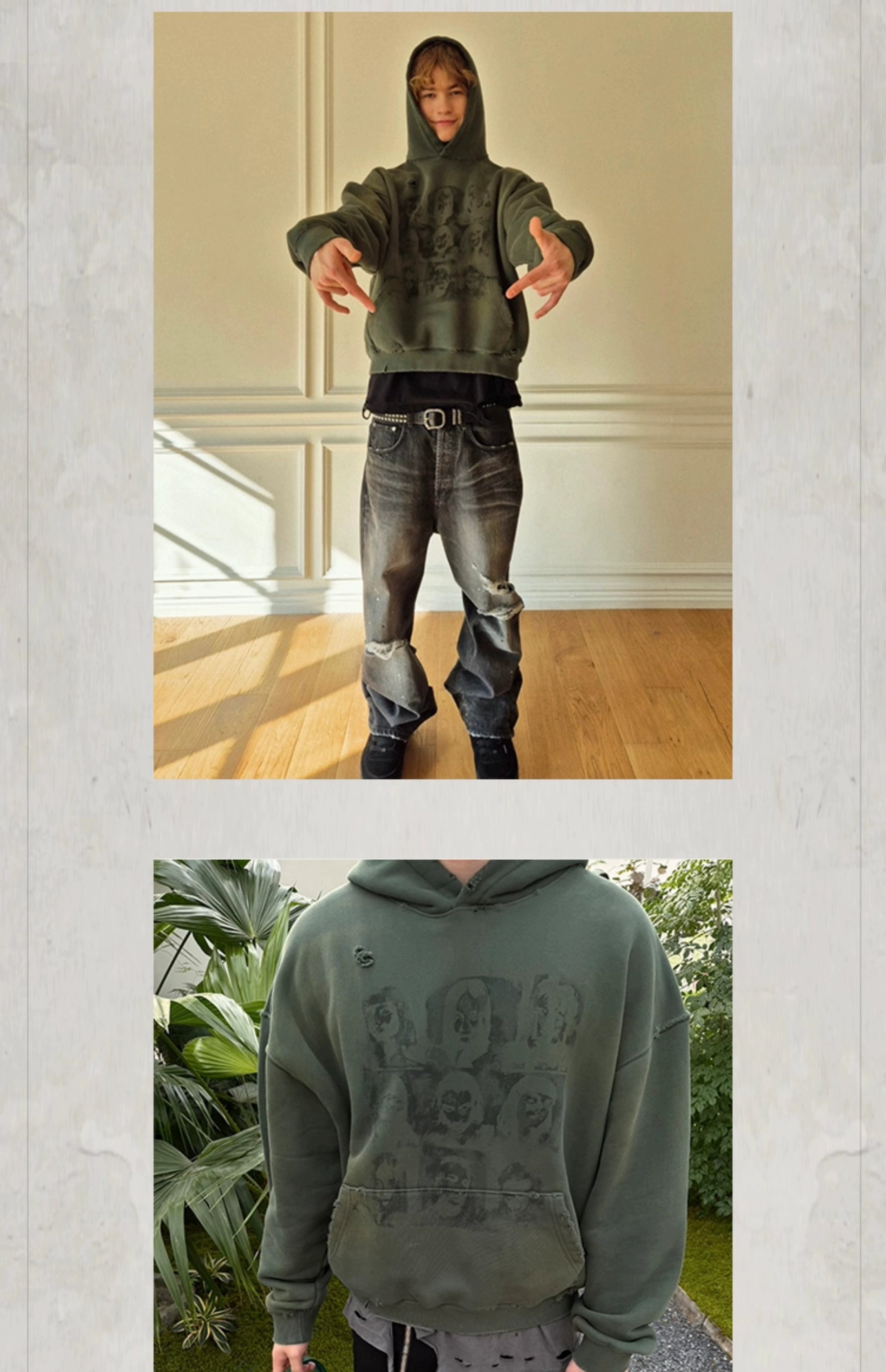 KONOOT Do Old Portrait Print Hooded Sweater