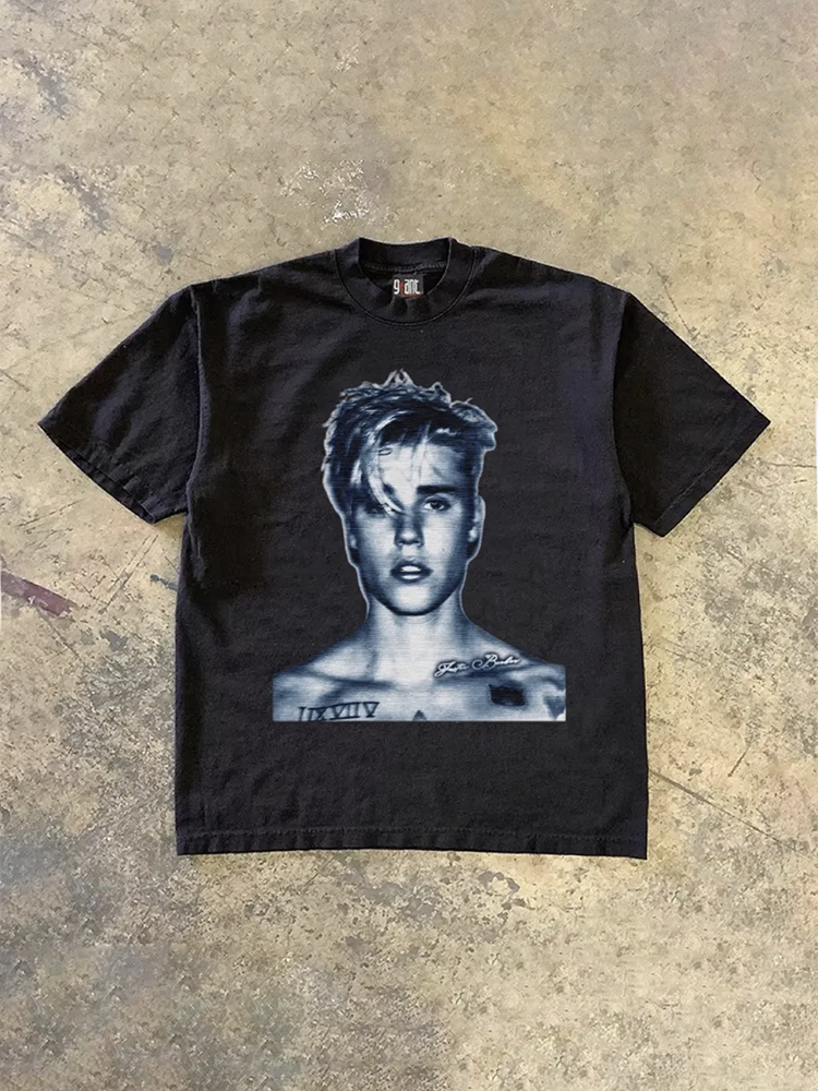 UPUPXIA Portrait Print Casual Versatile Tee