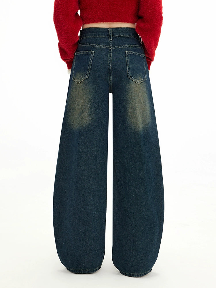UNIFREE Fake Two-piece Stacked Straight Jeans