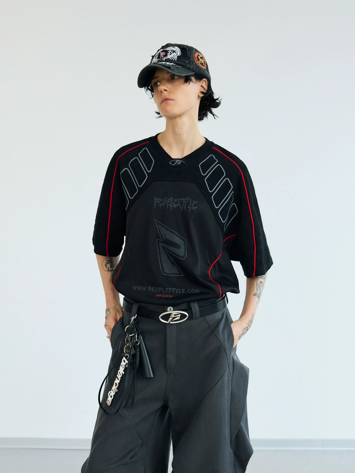 PEOPLESTYLE Sports Air Breathable Loose Jersey Tee