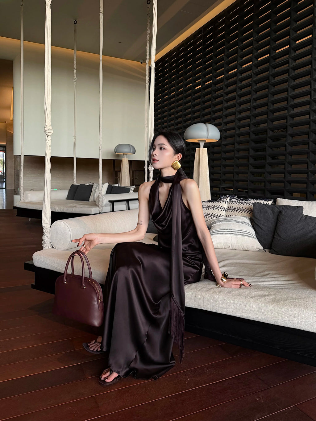 CHUYUQI Streamer Fringed Top Draped Skirt Set
