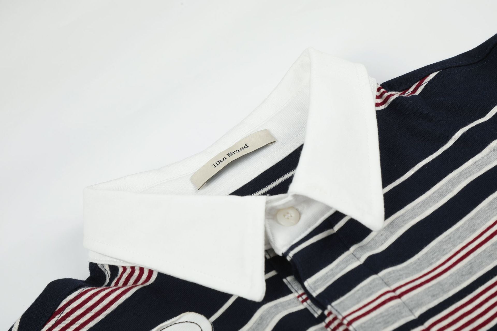 11KN Retro Striped Lapel Loose Cloth Tee