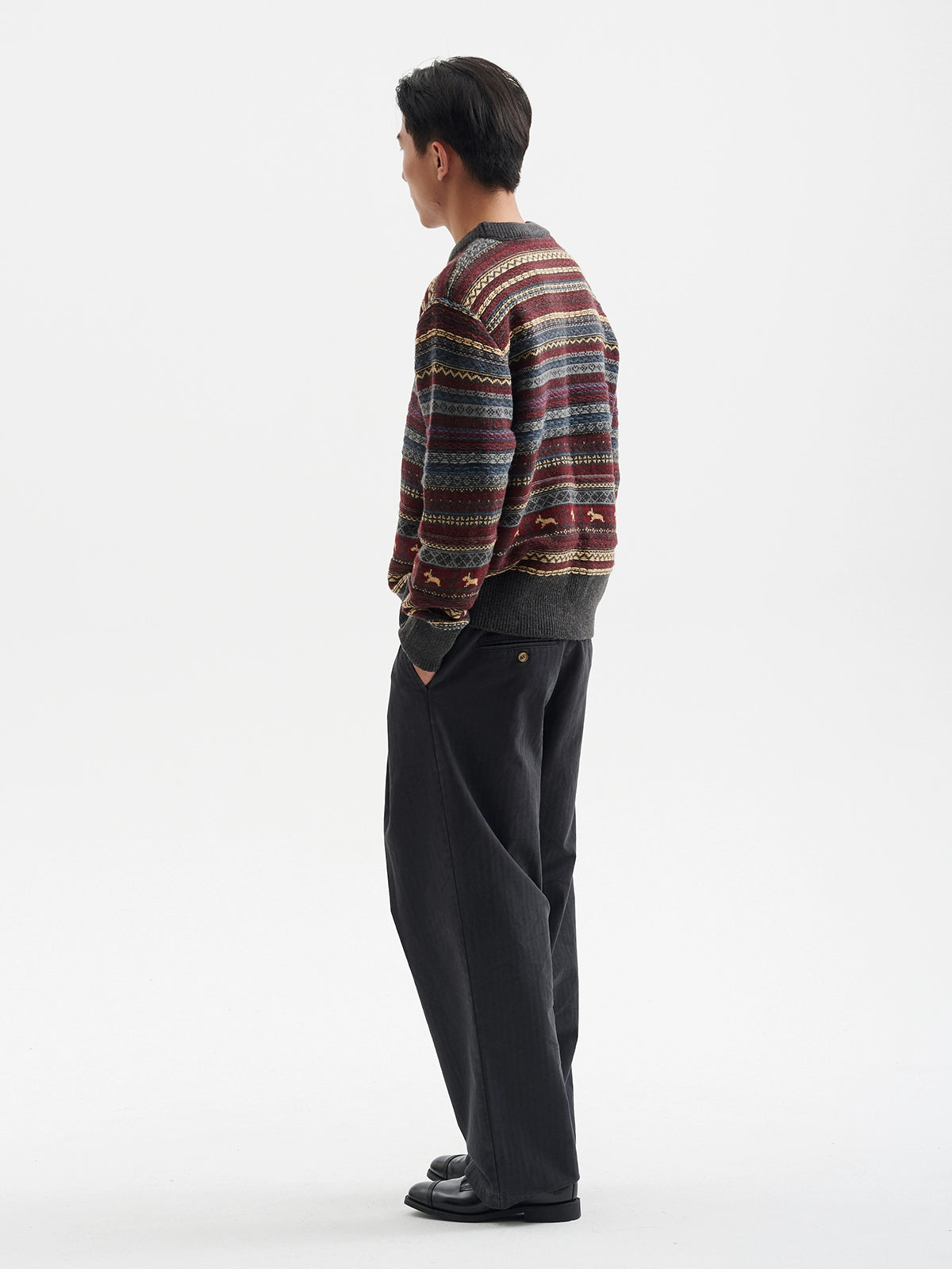 BUTTBILL Vintage Fair Island Crew Neck Sweater