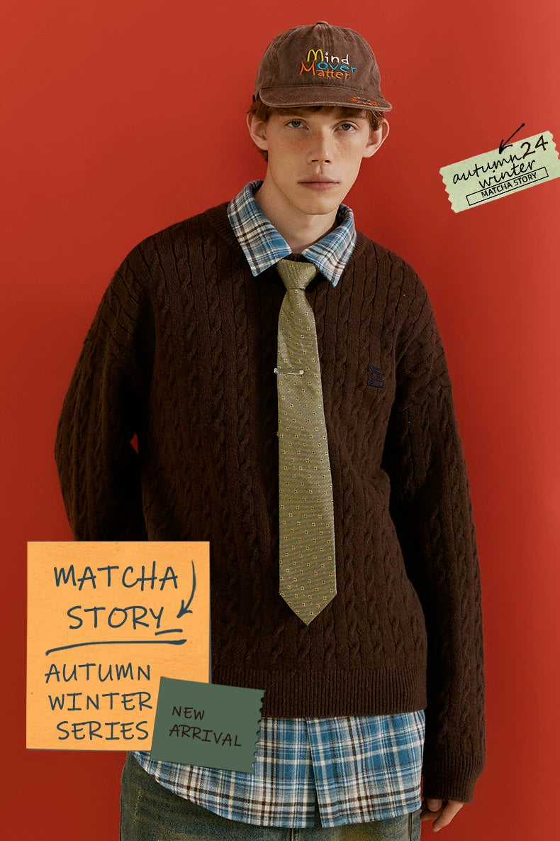 MATCHA STORY Vintage Twist Loose Sweater