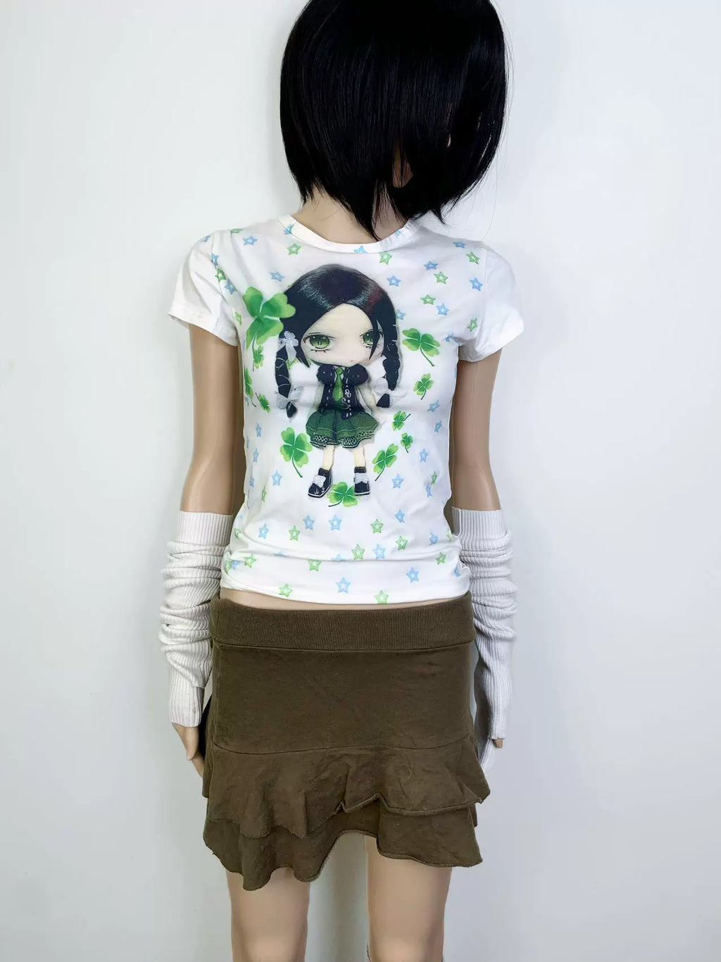 WEBBAR Clover Doll Pure Cotton Front Shoulder Tee