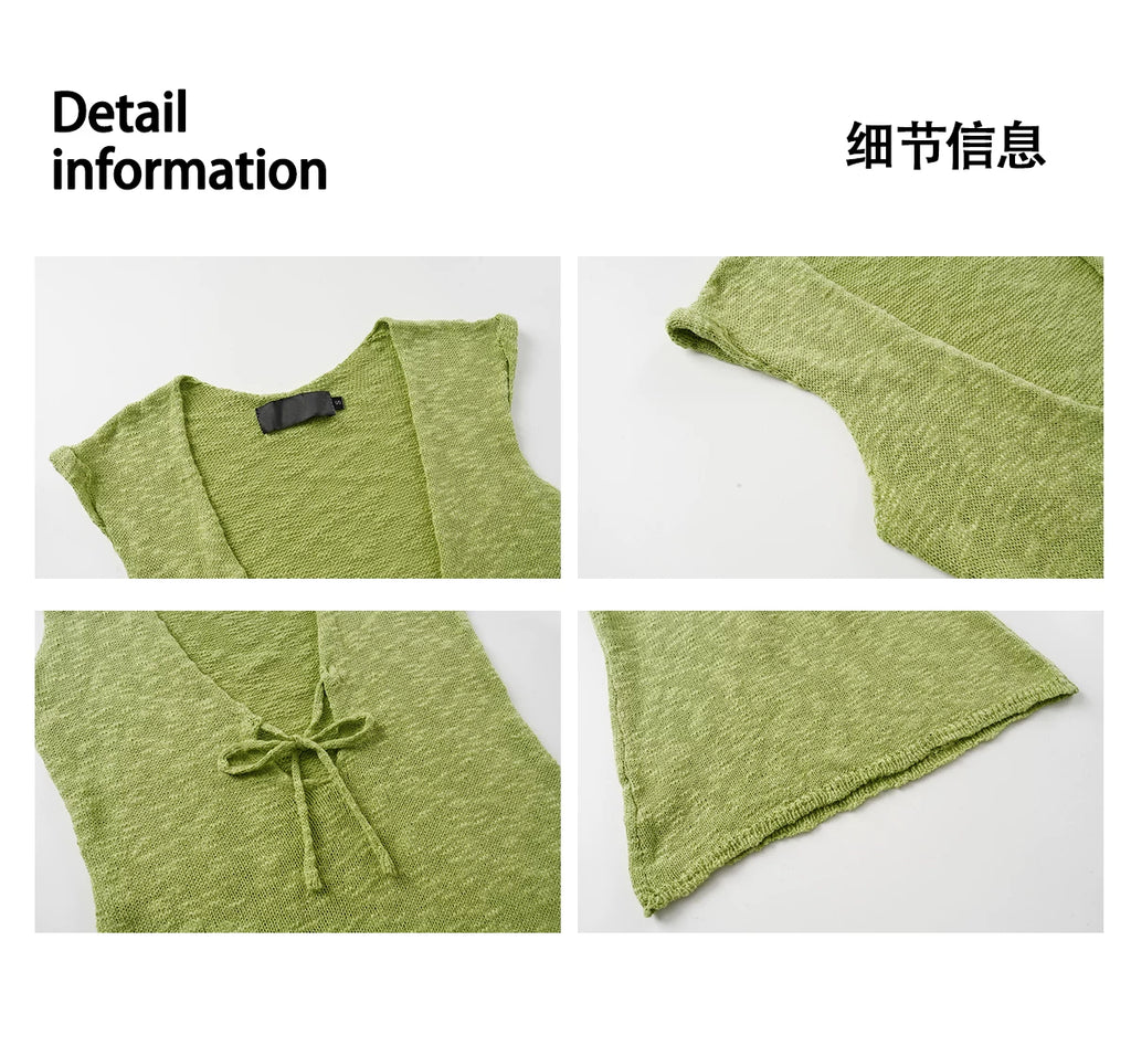 EAHO V-neck Strap-on Knitted Sleeveless Vest