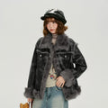 Girlyhalo Vintage Smudged Fur All-in-one Jacket