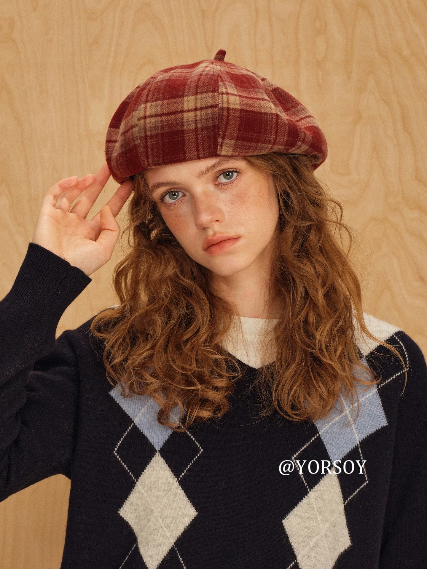 YORSOY Vintage College Plaid Beret