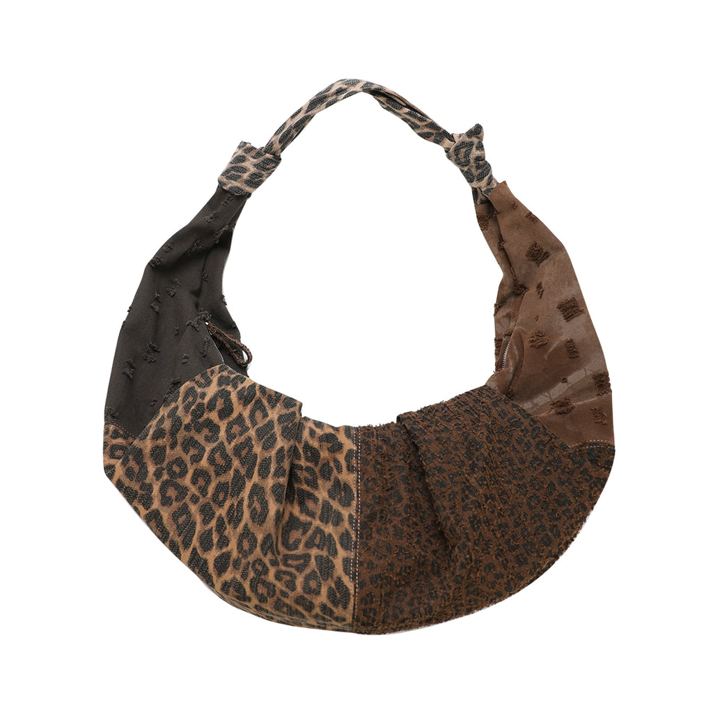 JANDRESS Leopard Print Splicing Large-capacity Messenger Bag