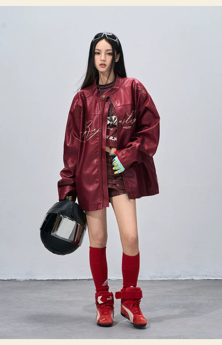 BJHG PU Leather Couple Biker Jacket