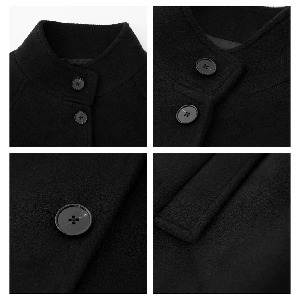 RICH IN CHEESE Premium Sense Stand-Up Neck Lace-Up Waist Wool Jacket