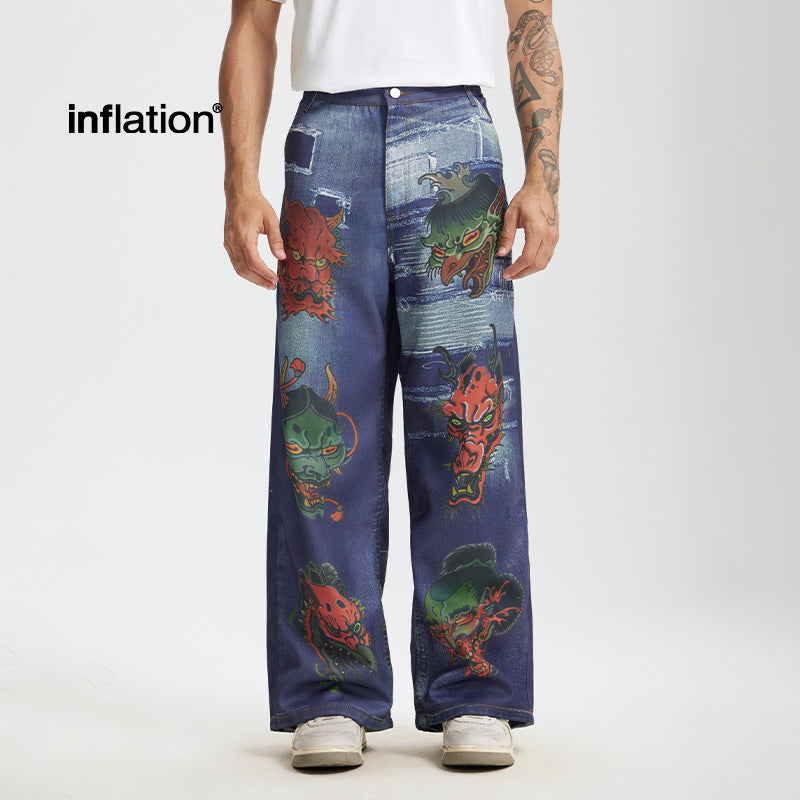 INF explosion ghost digital printing jeans