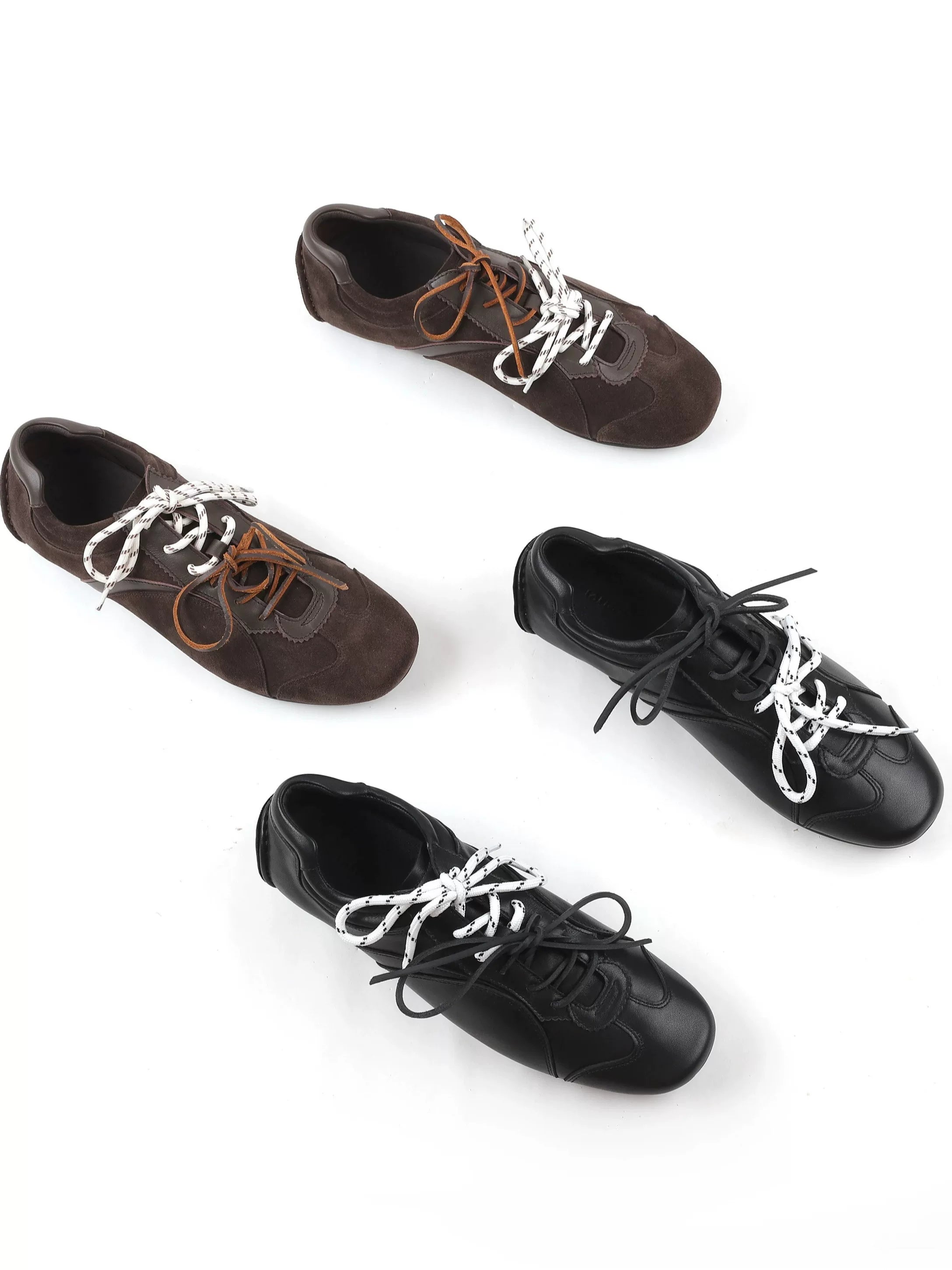 AMBSOM Top Layer Cowhide Flat-soled Casual Shoes