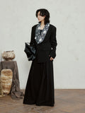SUNYVONNE Flower Lace Collar Spliced Blazer