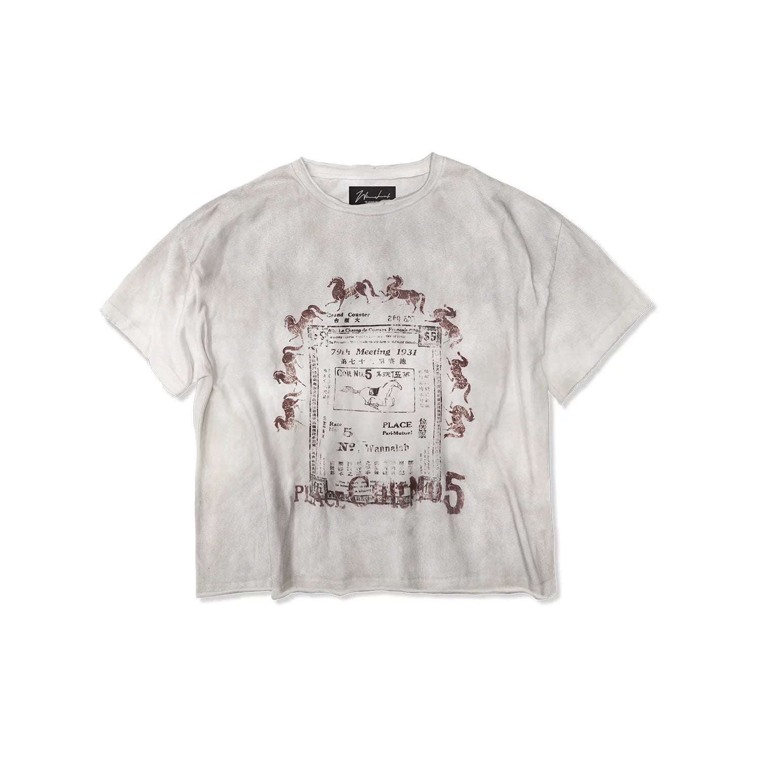 WANNA LAB Ticket Printing Dirty Dye Destruction Tee