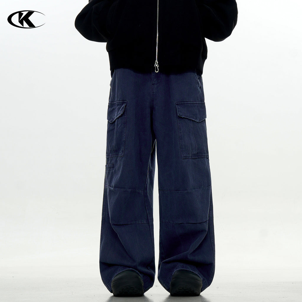 11KN pleated design multi-pocket micro-pull Pants