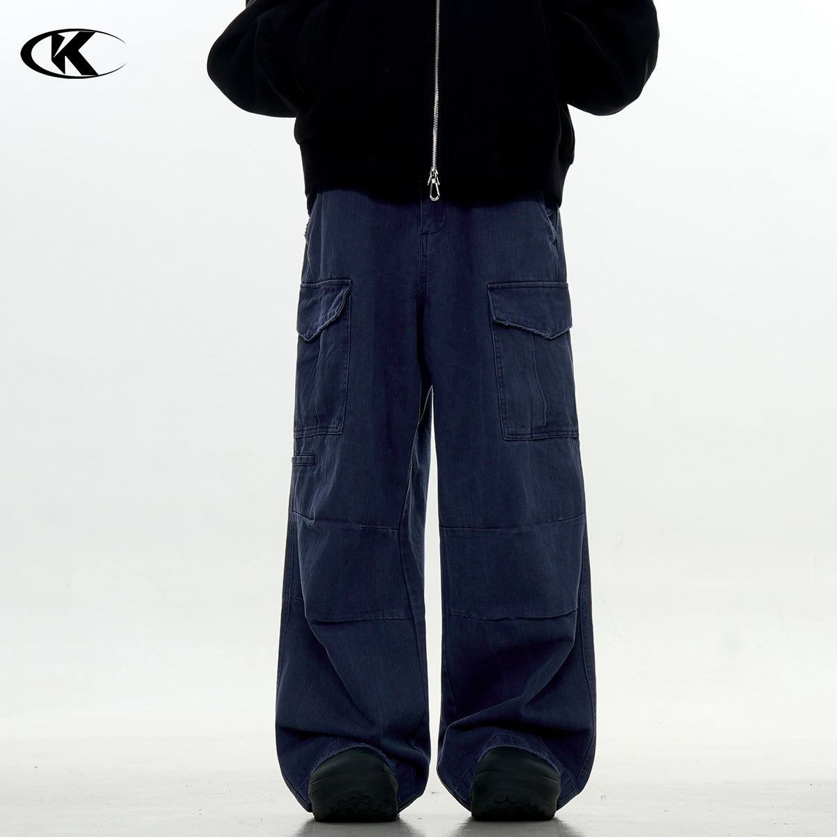 11KN pleated design multi-pocket micro-pull Pants