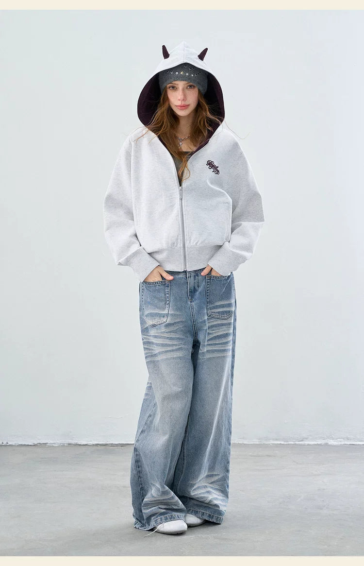 BJHG Little Devil Hooded Cardigan Sweater