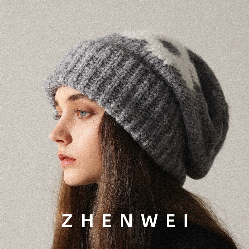 ZHENWEI Woolen Knitted Hat with Large Head Circumference
