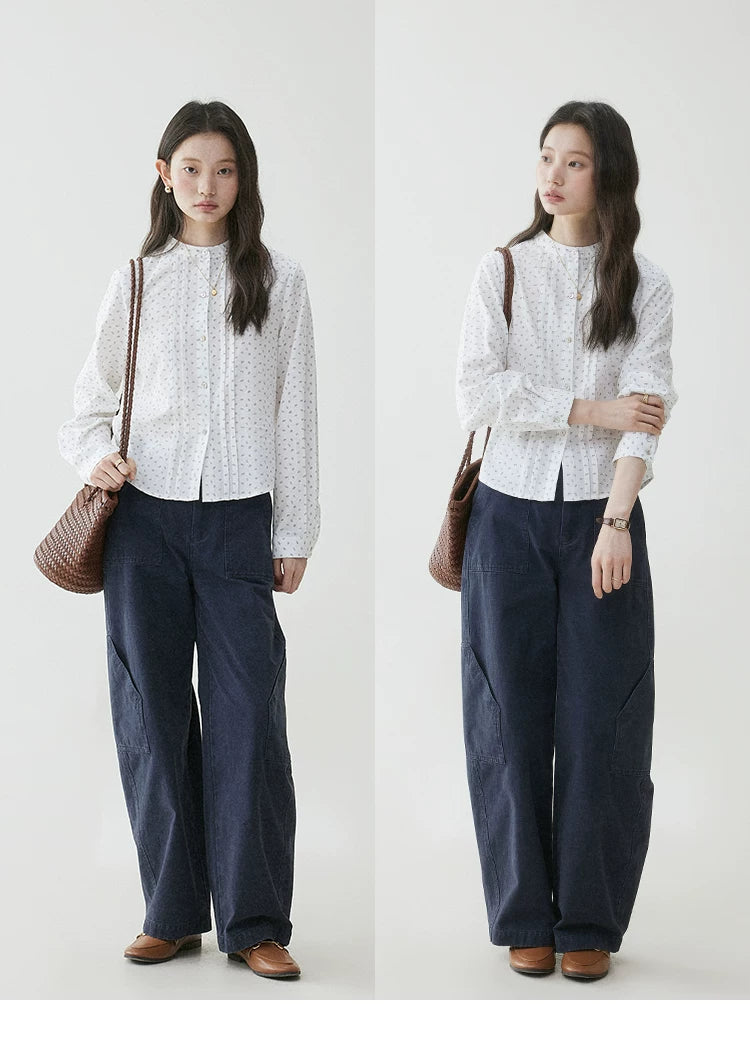 VOOE Floral Round Neck Long-sleeved Shirt
